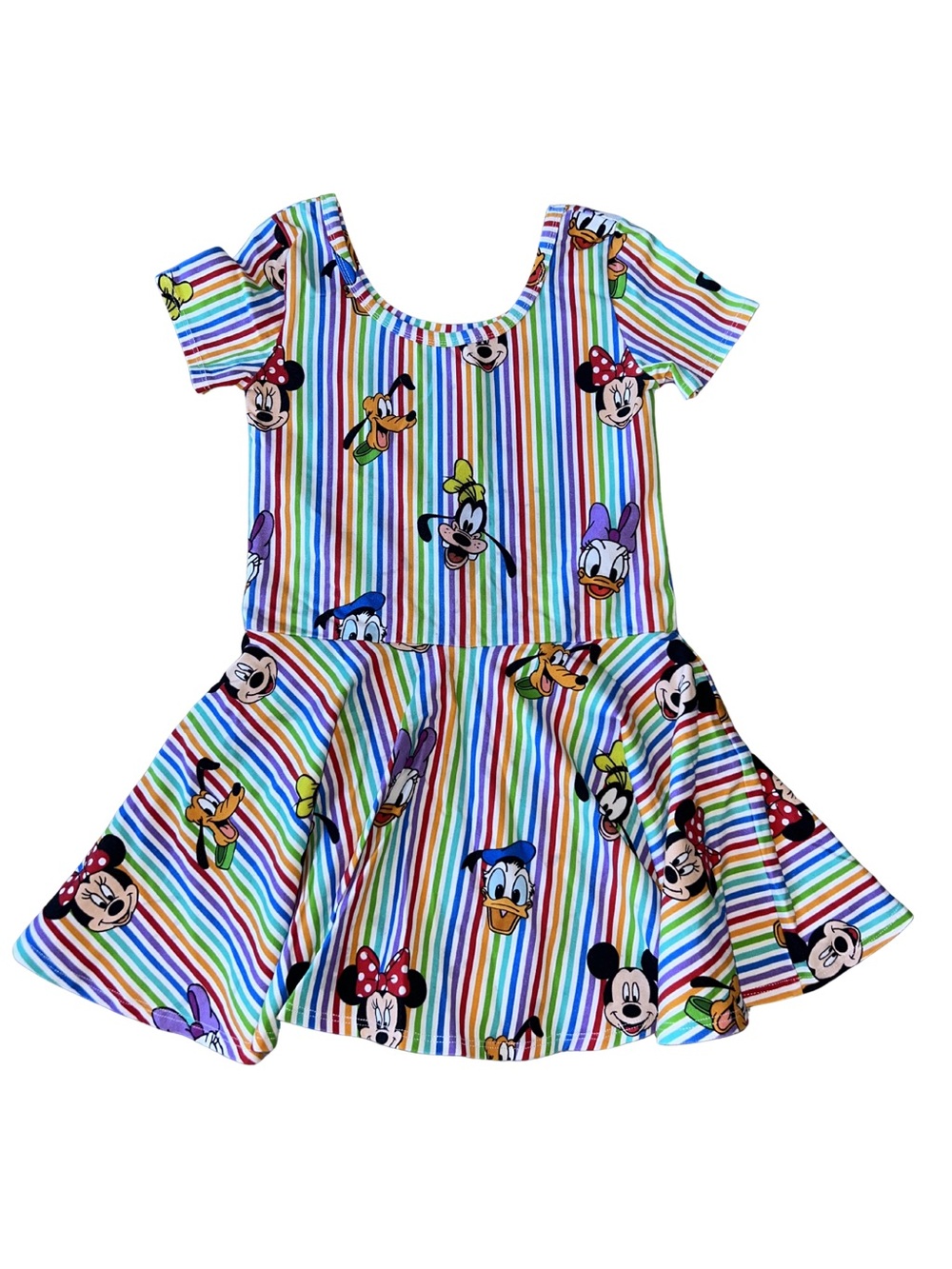 Wild Rich Kids Disney Rainbow Stripe Character Skirted Leotard